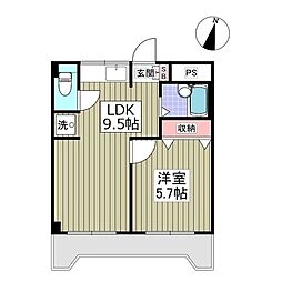 サンシティ末広 1Kの間取図画像