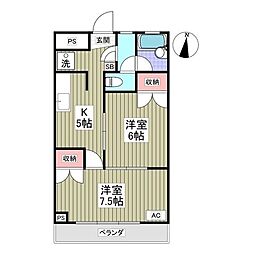 オリエンテ大和田 2DKの間取図画像