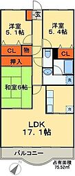 メイプル稲毛 2SLDKの間取図画像