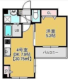 アルカンシエル幕張 1DKの間取図画像