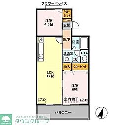 エミーハイツ 2LDKの間取図画像