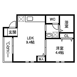 Mon amour KAREN 東千葉 1LDKの間取図画像