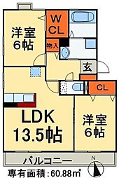 オリエンタルパレス 2LDKの間取図画像