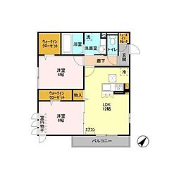 ルアナ 2LDKの間取図画像