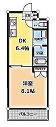 大福マンション薬円台 1DKの間取図画像