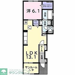 サウス ヴィラII 1LDKの間取図画像
