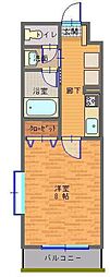 セナリオフォルム船橋 1Kの間取図画像