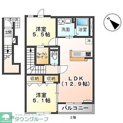 コスモス 2LDKの間取図画像