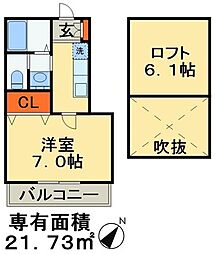 クリーク幕張 1Kの間取図画像