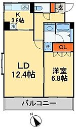 エリューディ船橋本町 1LDKの間取図画像