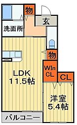 シュターク 1LDKの間取図画像