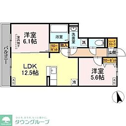 コーポスカイG 2LDKの間取図画像