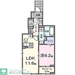 メゾン・ド・リュミエールIII 1LDKの間取図画像