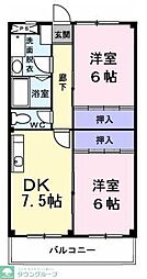 シアトリカルみずほ台3 2DKの間取図画像