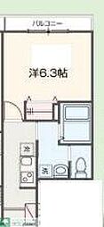 トコヴィラージュ作草部 1Kの間取図画像