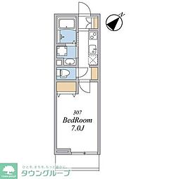 ウィンドテラス船橋宮本A棟 1Kの間取図画像