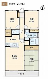 ファミール千葉公園 3LDKの間取図画像