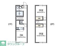 レオパレス美咲ヶ丘A棟 2DKの間取図画像