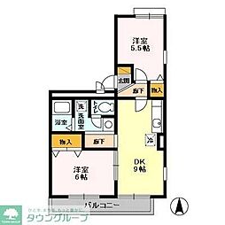 ロイヤルハウスB 2DKの間取図画像
