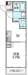 ヴランドール船橋駅前北口 1DKの間取図画像