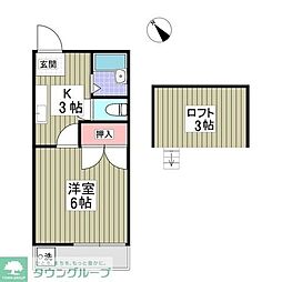 カサ・フローラ津田沼 1Kの間取図画像