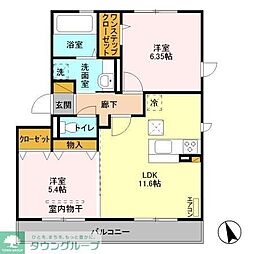レセンテ小仲台 2LDKの間取図画像