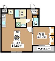 (仮称)ミリアビタ長洲 1LDKの間取図画像