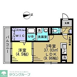 茂原市八千代1丁目アパート 1LDKの間取図画像