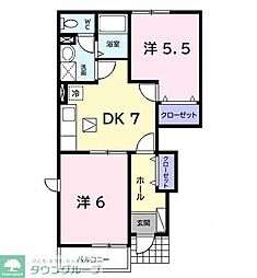 アヴニール10 2DKの間取図画像