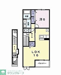 ハーモニーA 1LDKの間取図画像