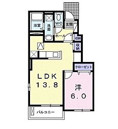 アニメート・S2 1LDKの間取図画像
