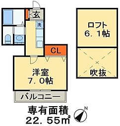 クリーク幕張 1Kの間取図画像