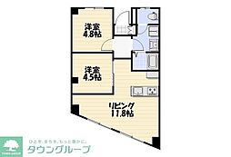 アンリベール1 2LDKの間取図画像