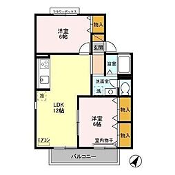 コスモジョイB 2LDKの間取図画像