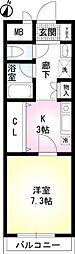 本町アンディ 1Kの間取図画像