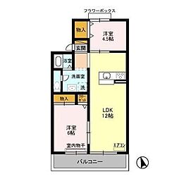 パークヒル 2LDKの間取図画像