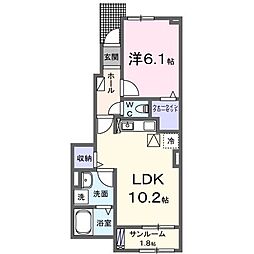 ハイネストキタ2 1LDKの間取図画像