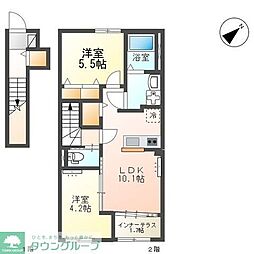 八街市八街にアパート 2LDKの間取図画像