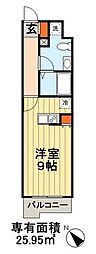サイドワン ワンルームの間取図画像