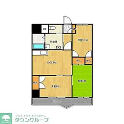 フローライト市川 3DKの間取図画像