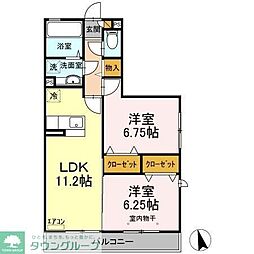 コーポスカイG 2LDKの間取図画像