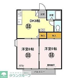 ドミール穴川 2DKの間取図画像