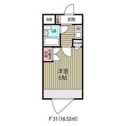 ダイニチ館F-31番館 1Kの間取図画像