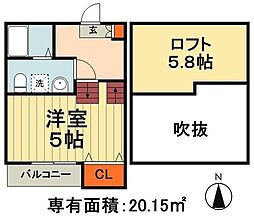 Oak蘇我 1Kの間取図画像