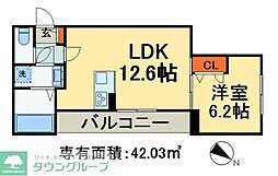 D-SOLACE稲毛台町 1LDKの間取図画像
