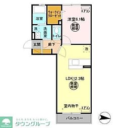 ラメール長須賀 1LDKの間取図画像