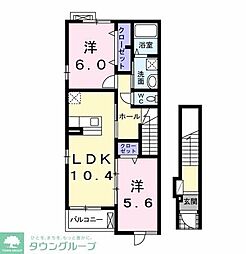 カーサチェーロブル2 2LDKの間取図画像
