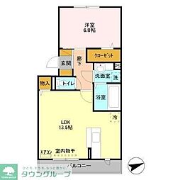 カーサインテヴィラ2 1LDKの間取図画像