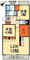 サンライズマンション 2SLDKの間取図画像