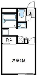 JR横浜線 相原駅 徒歩25分の賃貸アパート 2階1Kの間取り